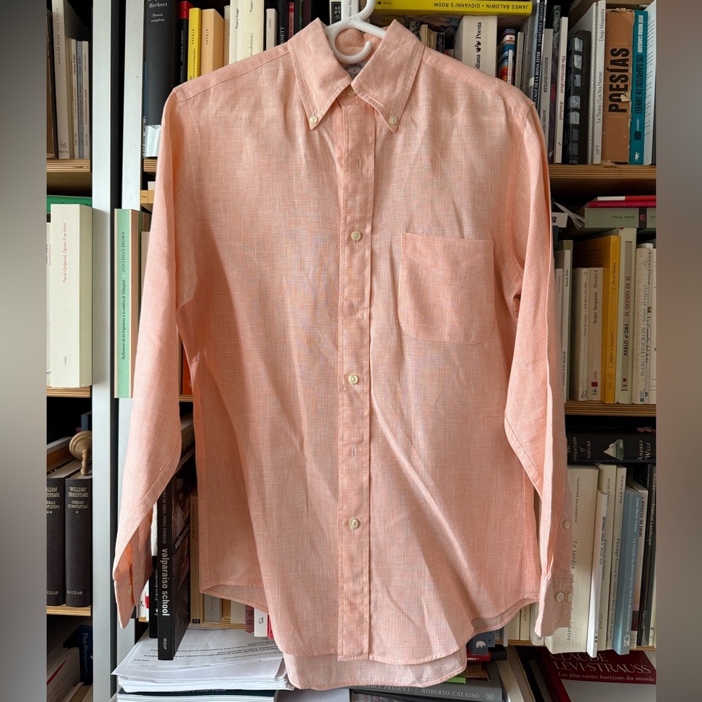 Men's Peach Button-Down Linen Shirt